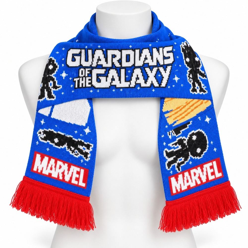 Marvel Scarf Unisex Blue Guardians of the Galaxy 8-Bit Groot Rocket Raccoon